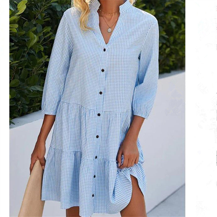 Women's Casual Elegant Mini Summer Dress with V-Neck