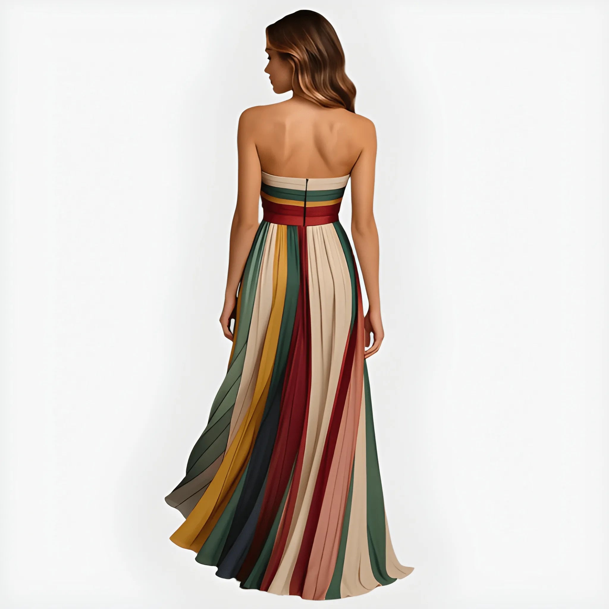 Women's Pleated Elegant Maxi Summer Dress with Strapless