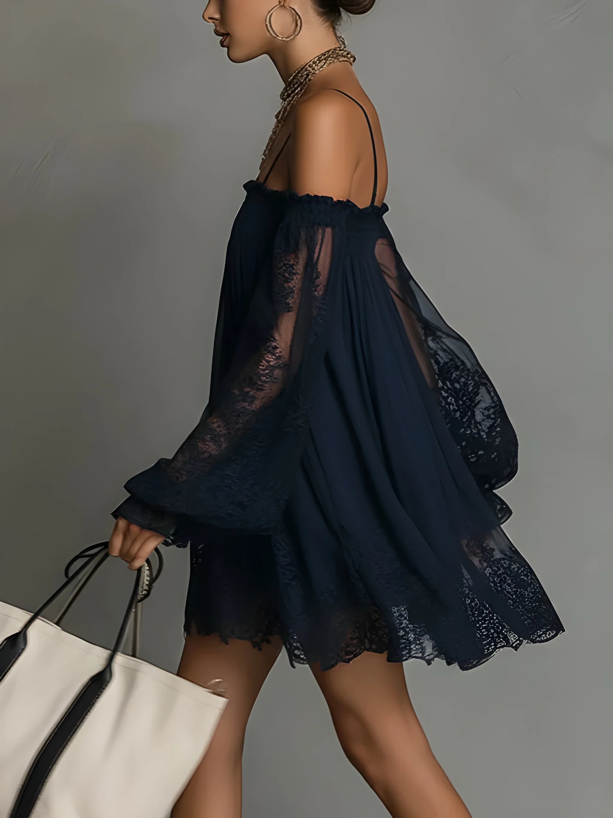 Women's Elegant Flowy Mini Summer Dress with Off Shoulder