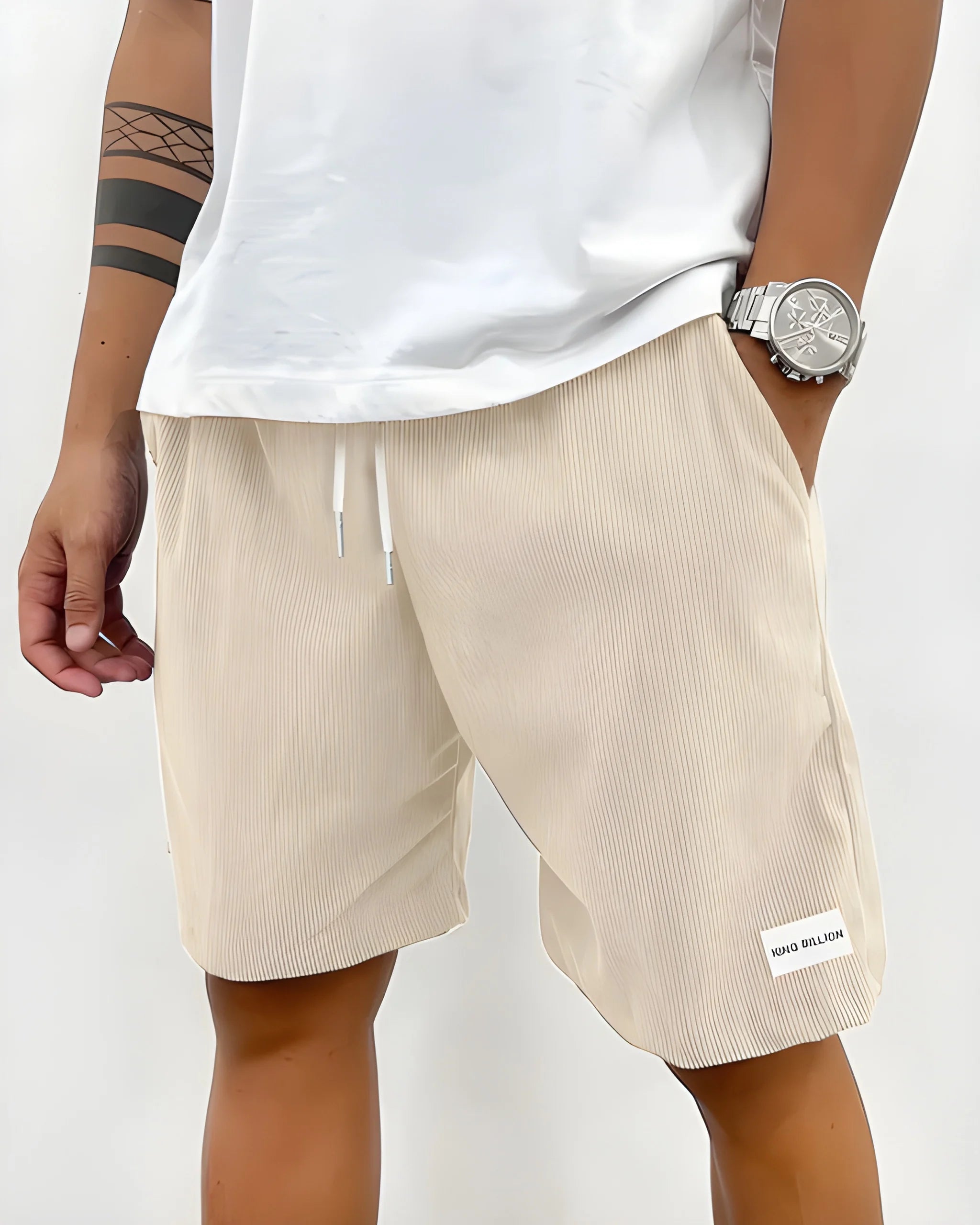 Men's Casual Corduroy Shorts with Drawstring Waist and Pockets