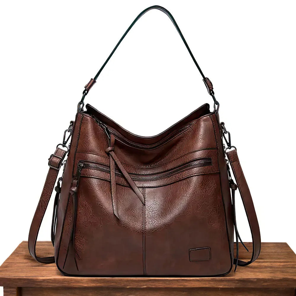 Women's Shoulder Bag with Zipper and Adjustable Strap
