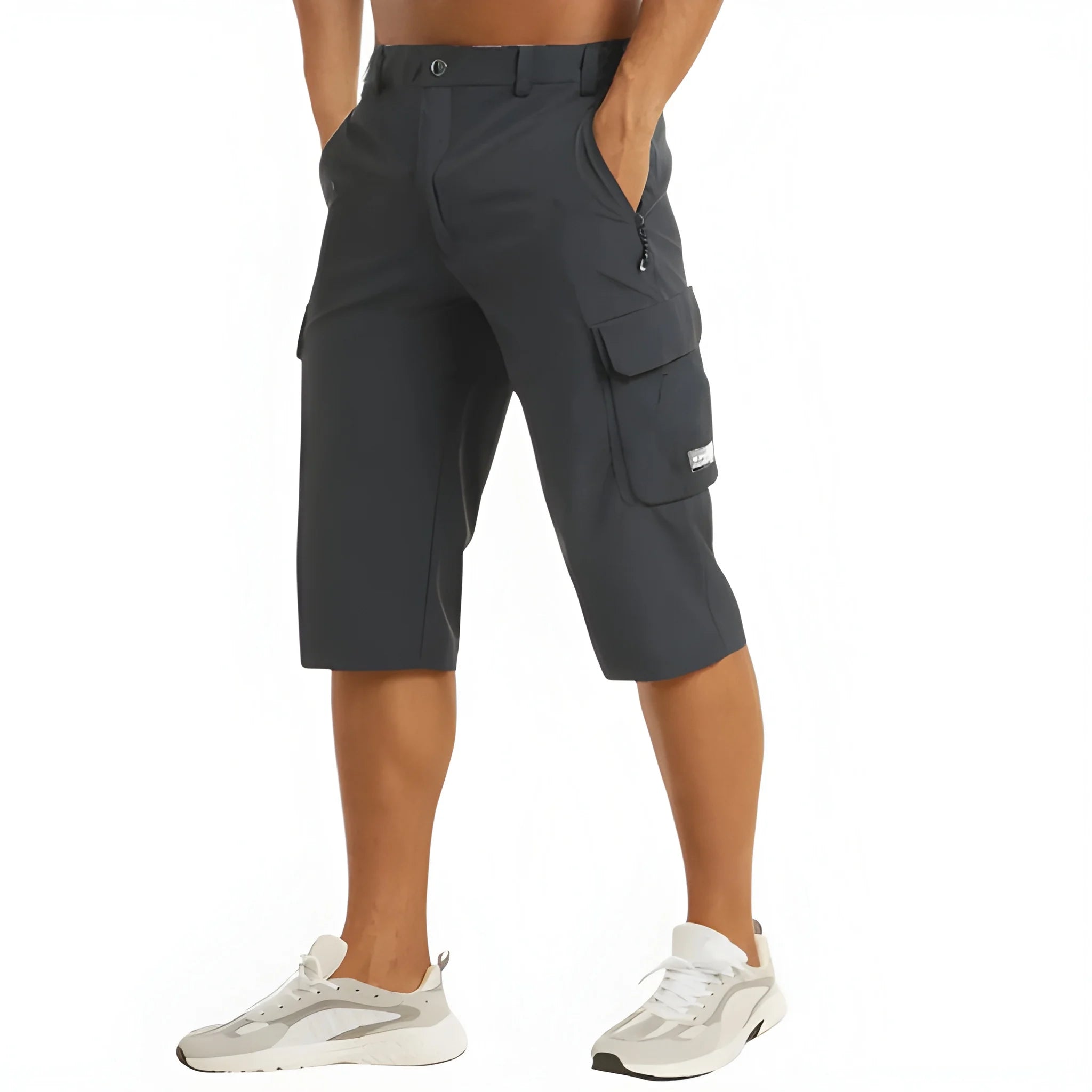 Men's Long Casual Shorts with Drawstring Waist and Pockets