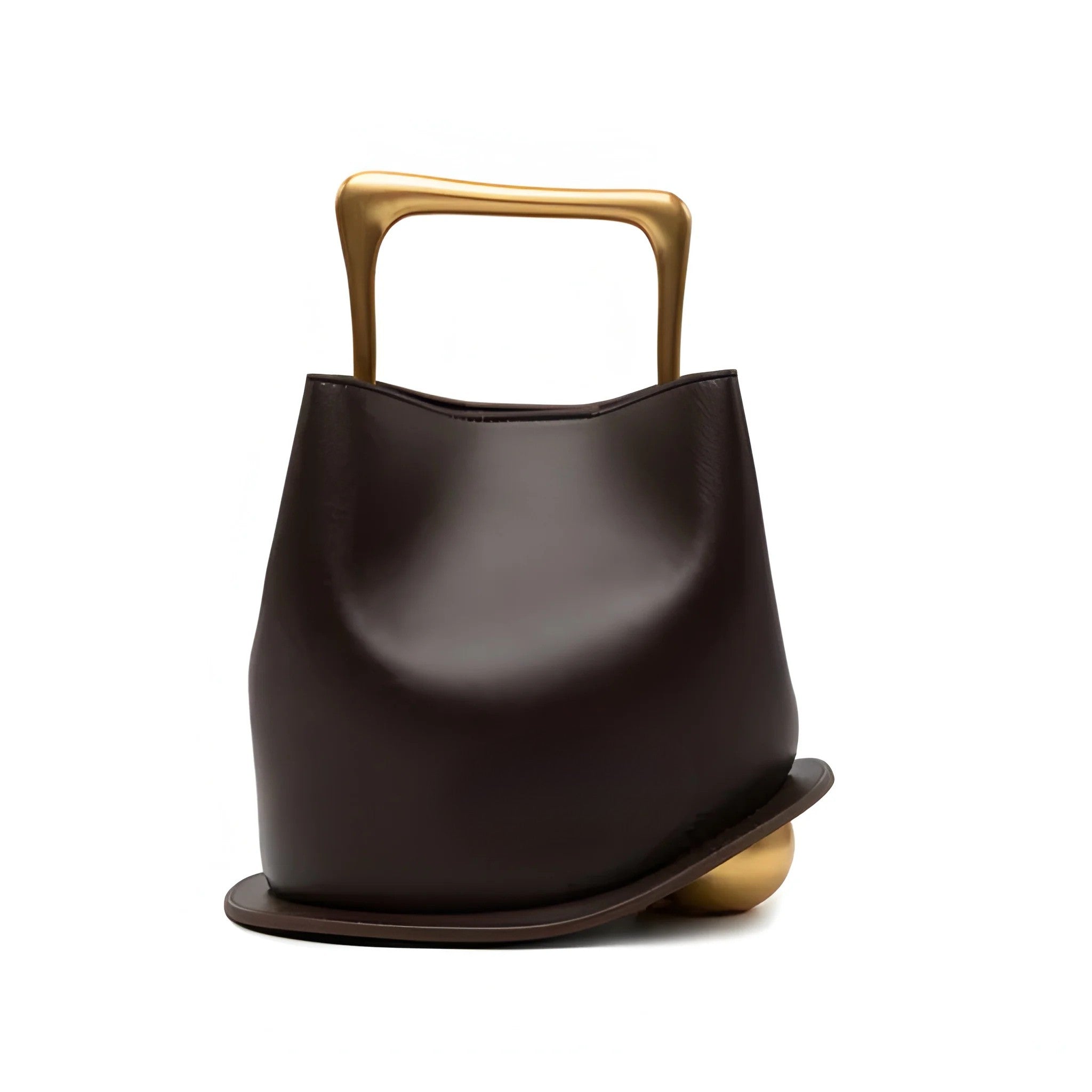 Women's Asymmetrical Hand Bag with Geometric Handle and Detachable Strap