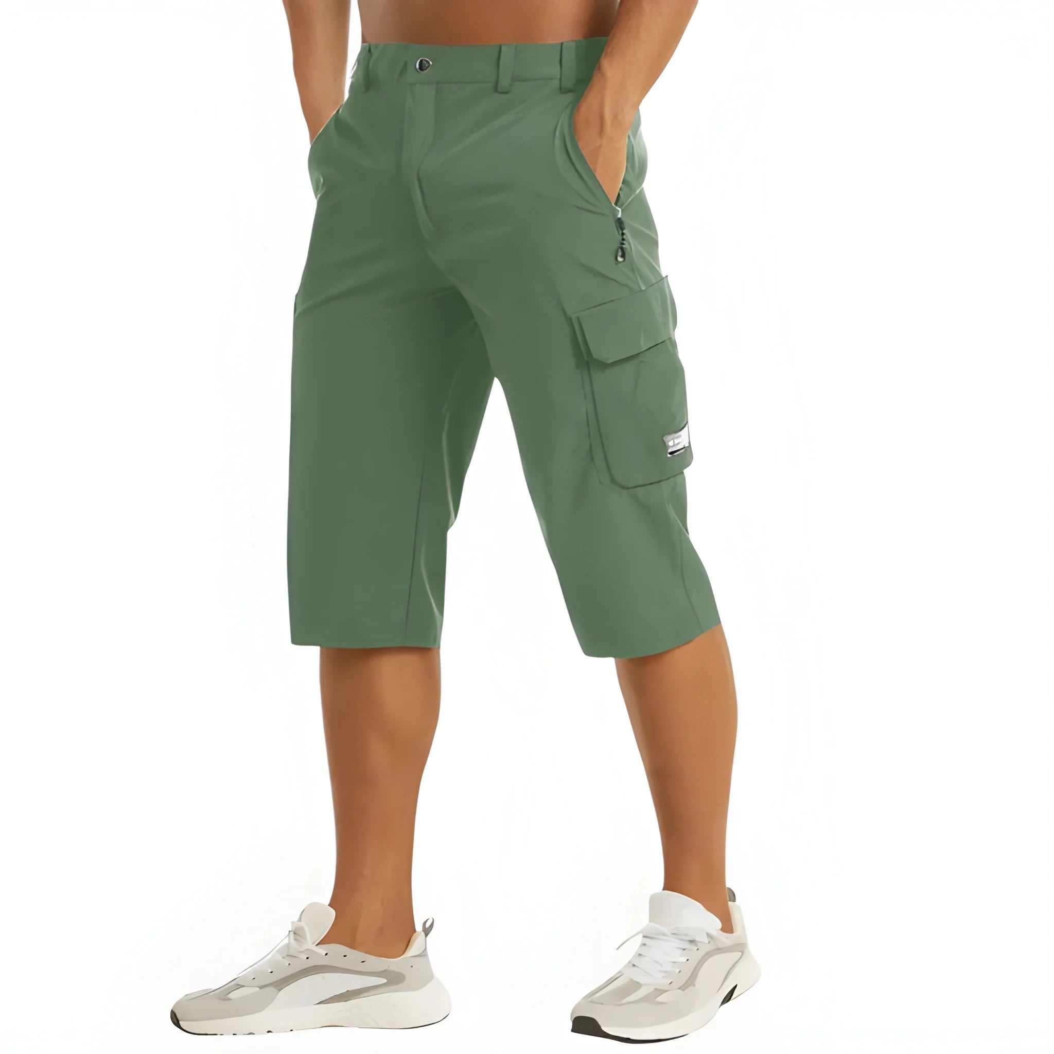 Men's Long Casual Shorts with Drawstring Waist and Pockets