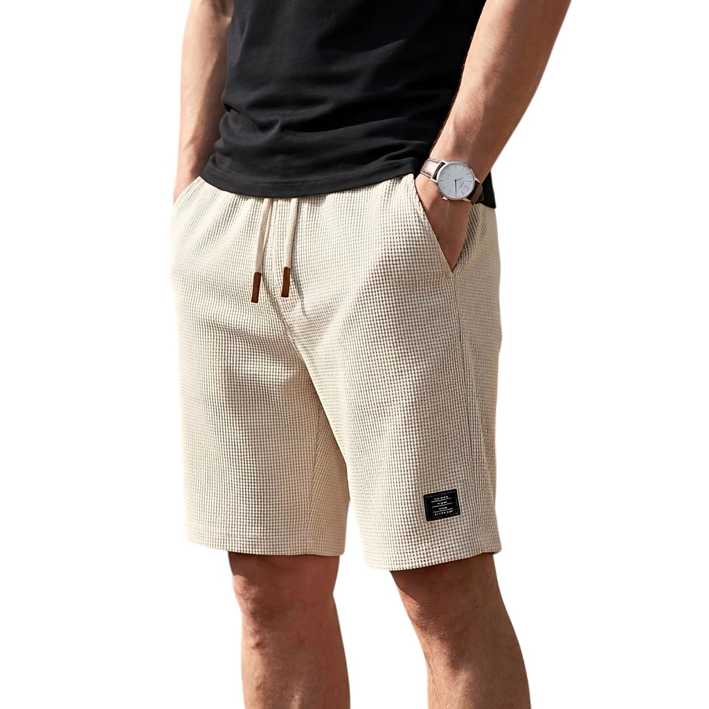 Men's Summer Casual Shorts with Elastic Waist and Drawstring Waist