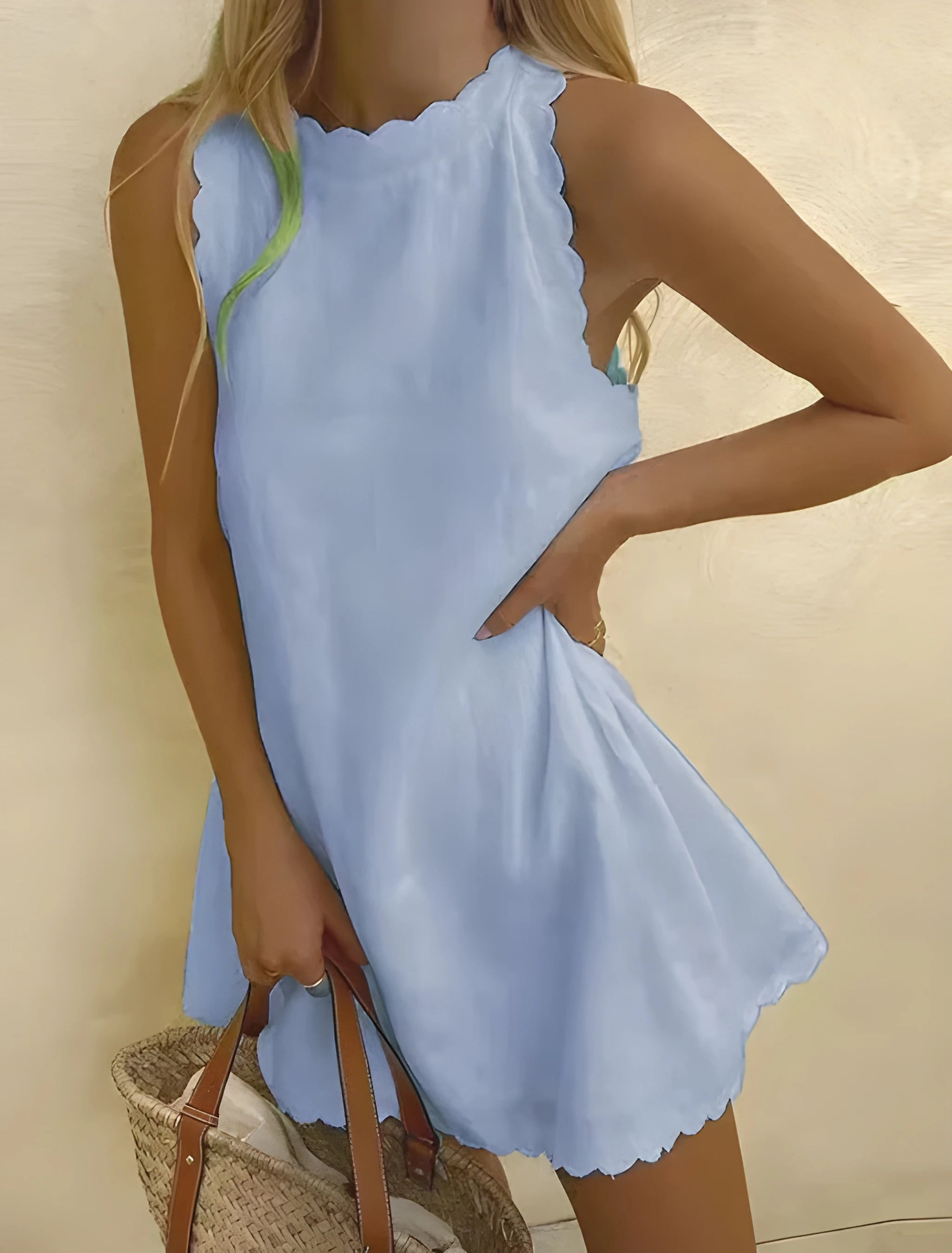 Women's Casual Elegant Mini Summer Dress with Sleeveless Cut