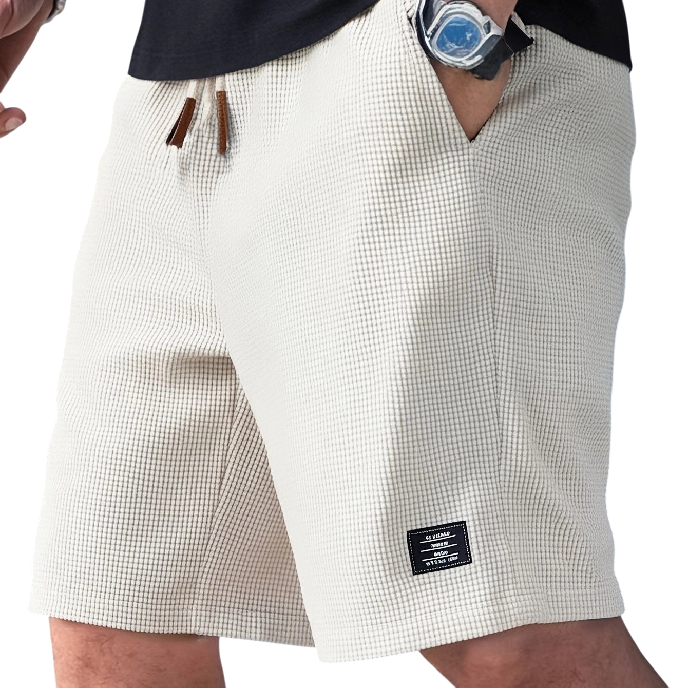 Men's Summer Casual Shorts with Elastic Waist and Drawstring Waist