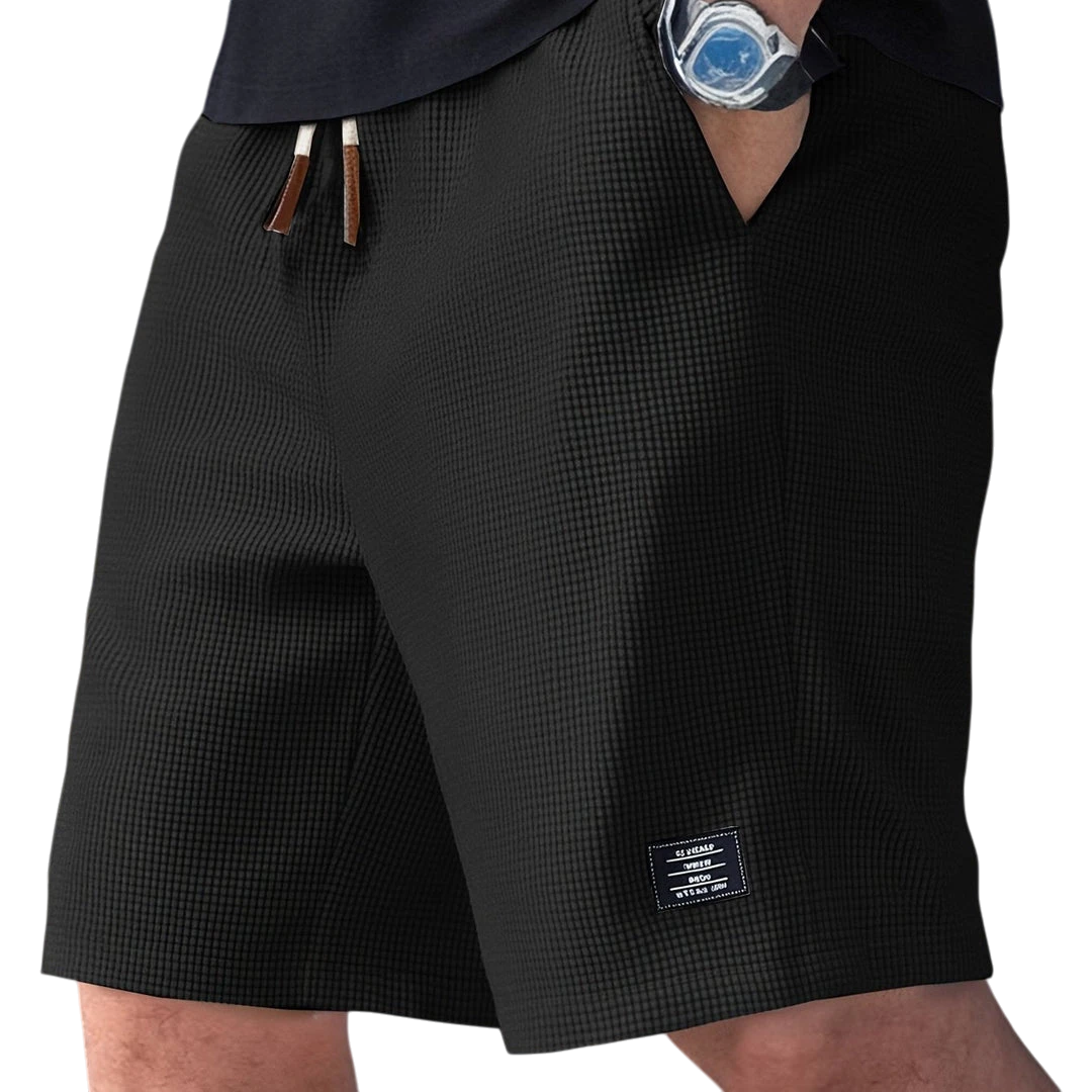 Men's Summer Casual Shorts with Elastic Waist and Drawstring Waist