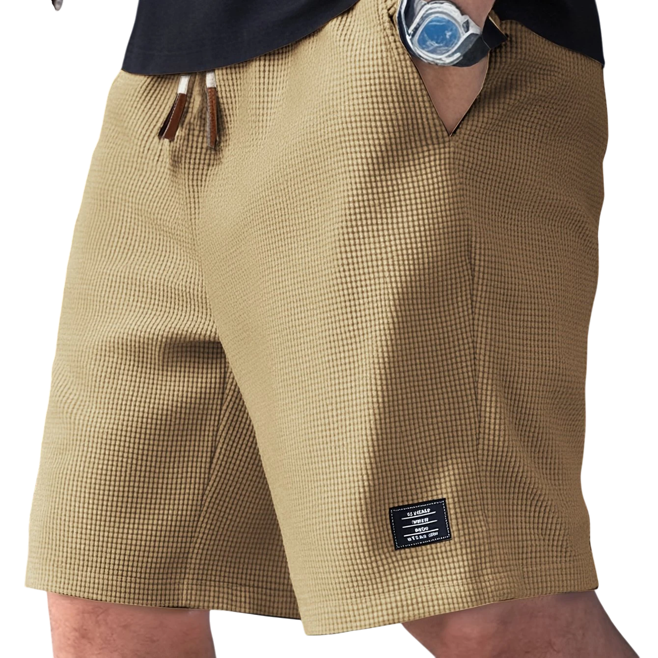 Men's Summer Casual Shorts with Elastic Waist and Drawstring Waist