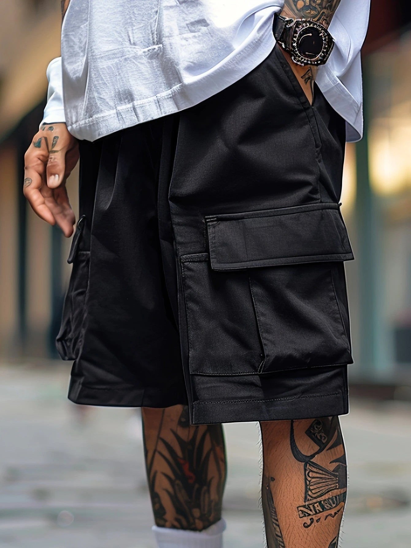 Men's Baggy Cargo Shorts with Low Rise Cut