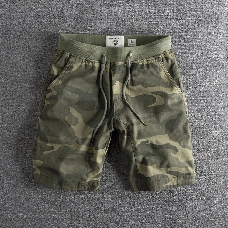 Men’s Camo Casual Shorts with Elastic Waist and Drawstring Waist