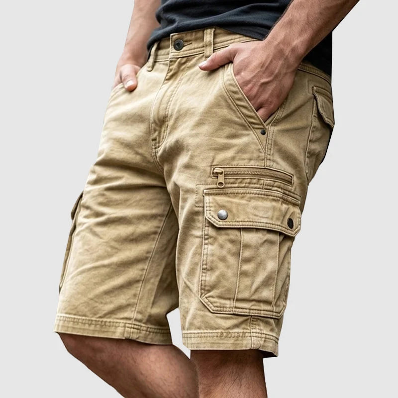 Men's Casual Cargo Shorts with Zip Pockets and Pockets