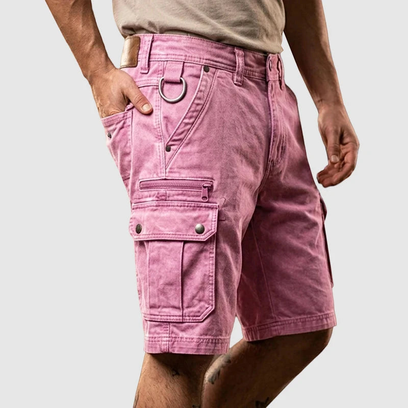 Men's Casual Cargo Shorts with Zip Pockets and Pockets