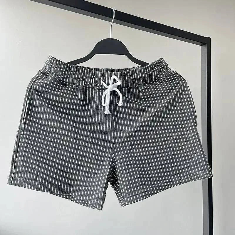 Men's Casual Summer Shorts with Elastic Waist and Drawstring