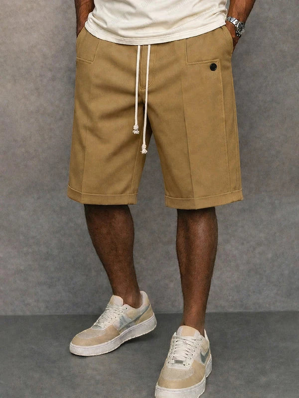 Men’s Casual Walking Shorts with Elastic Waist and Drawstring Waist