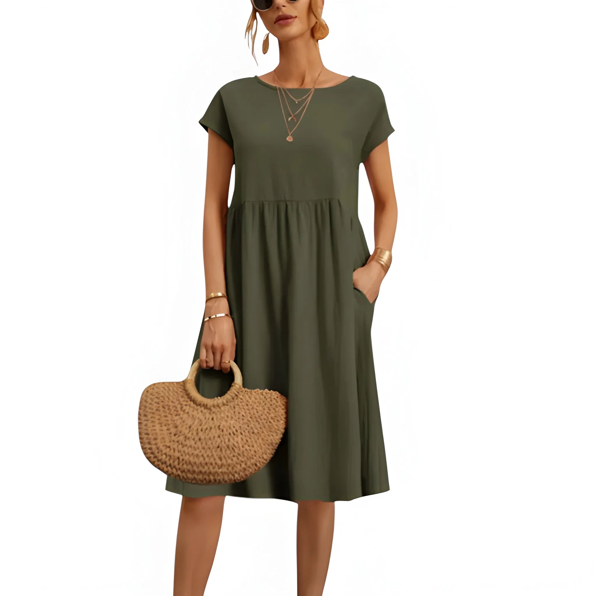 Women's Casual Loose Midi Summer Dress with Pockets