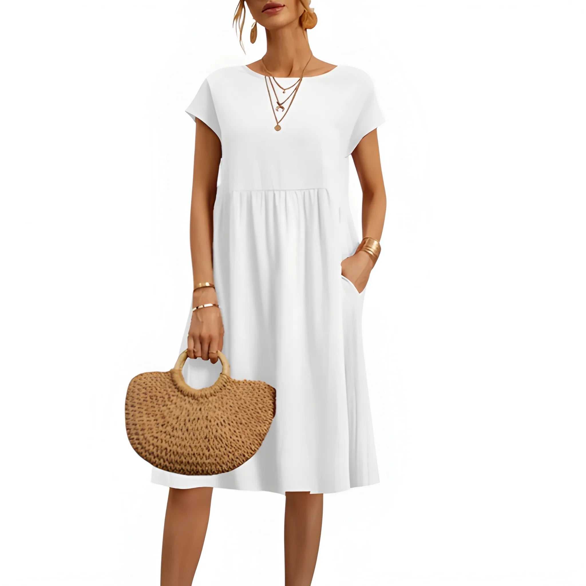 Women's Casual Loose Midi Summer Dress with Pockets