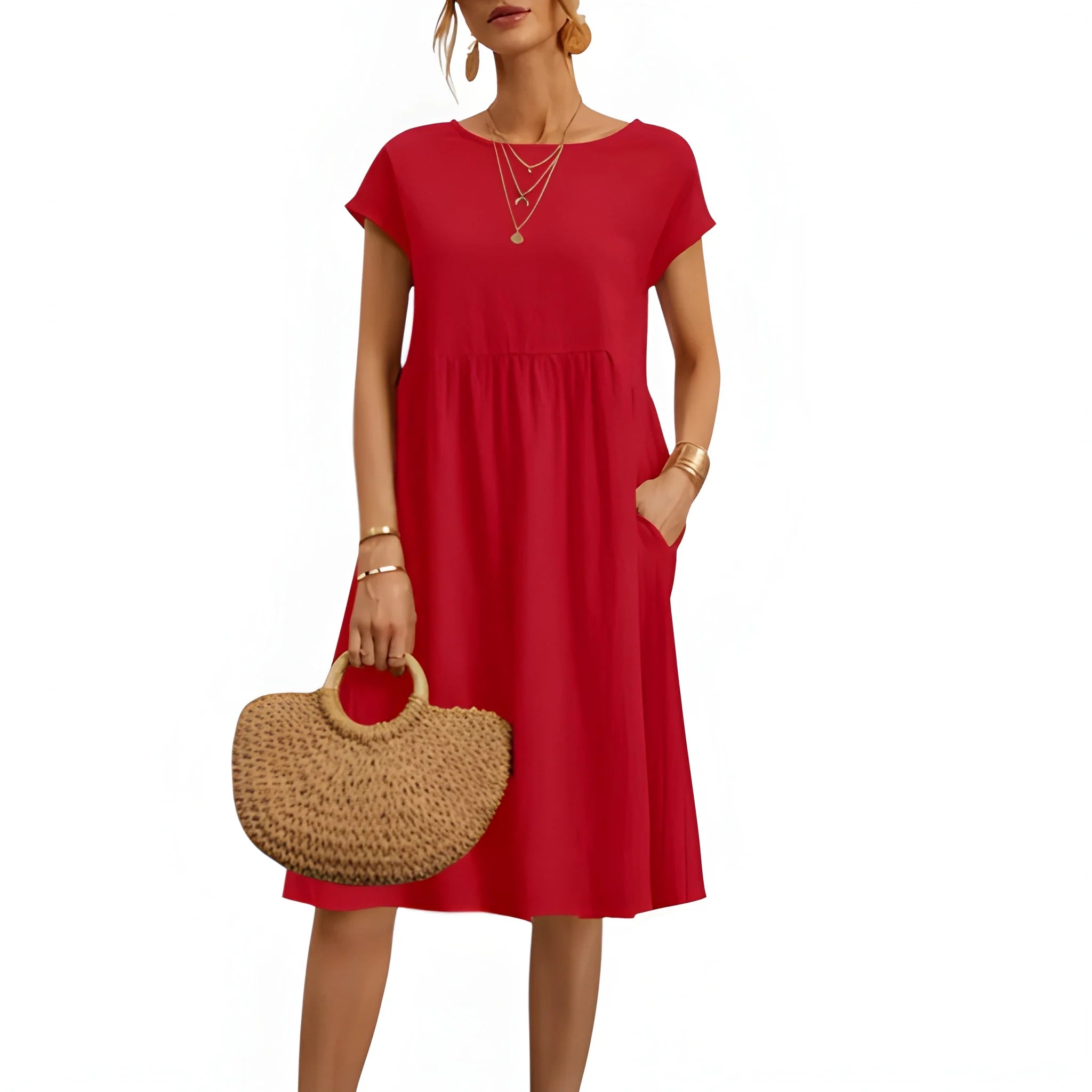 Women's Casual Loose Midi Summer Dress with Pockets