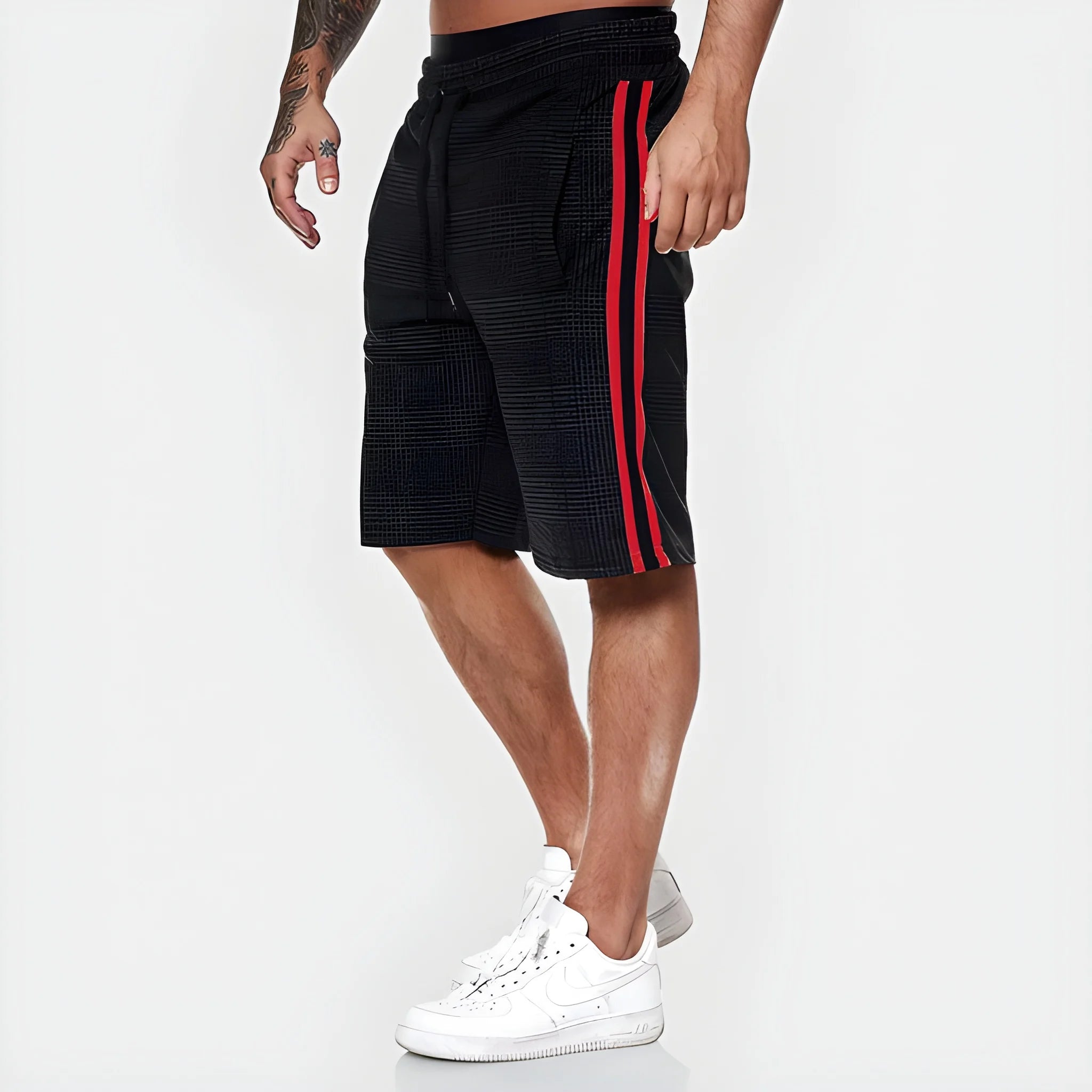 Men's Casual Plaid Shorts with Drawstring Waist and Pockets