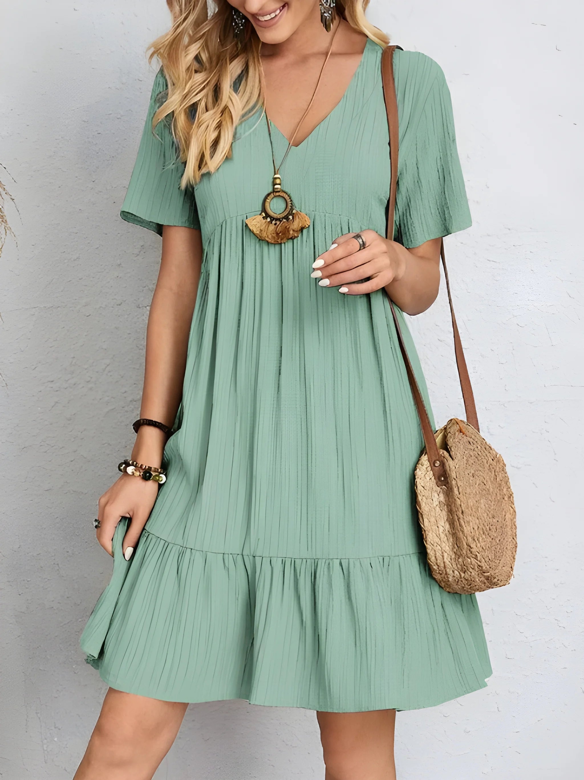 Women's Casual Elegant Mini Summer Dress with Short Sleeve