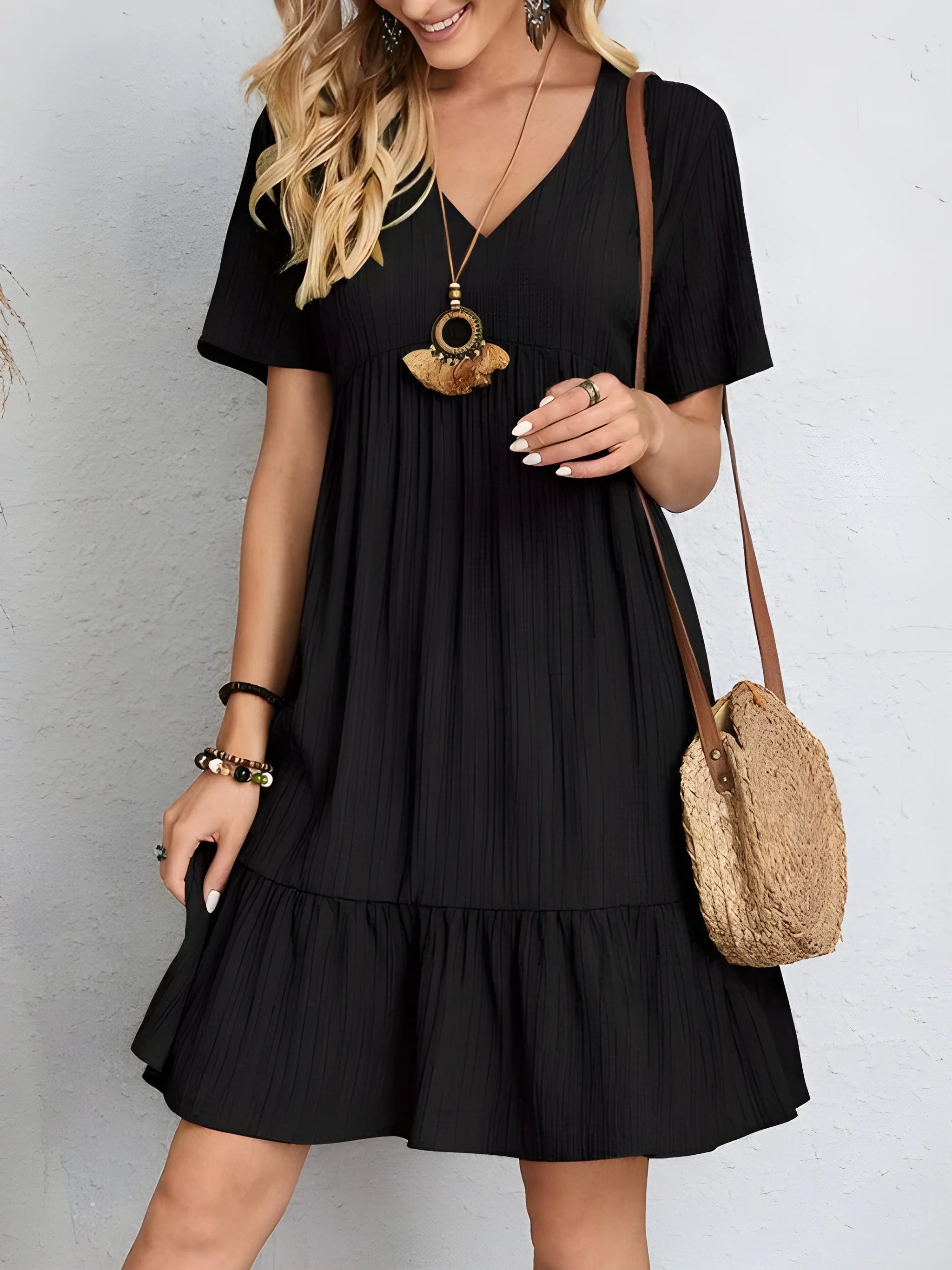 Women's Casual Elegant Mini Summer Dress with Short Sleeve