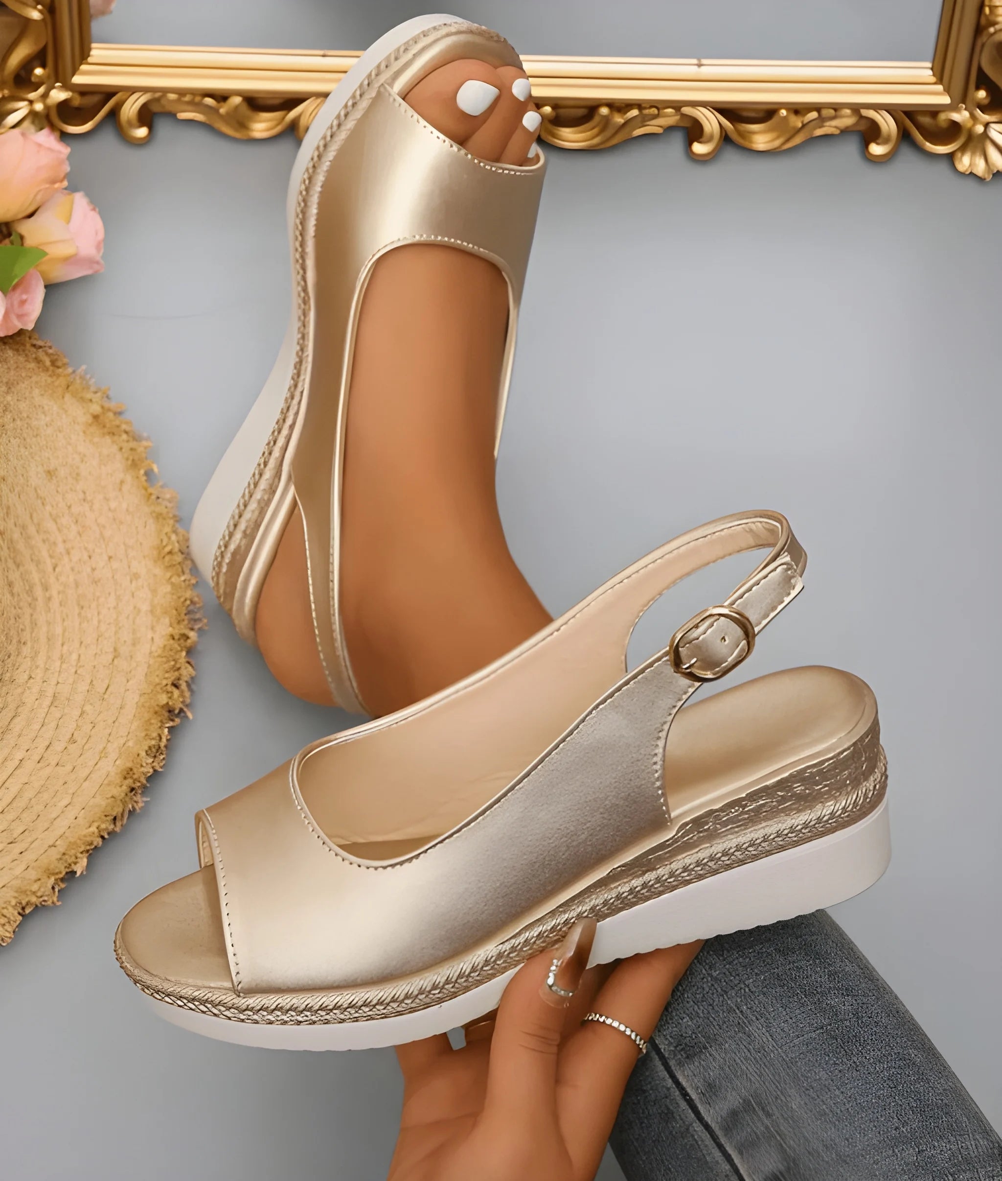 Women's Sleek Modern Sandals with Slingback Strap and Cushioned Footbed