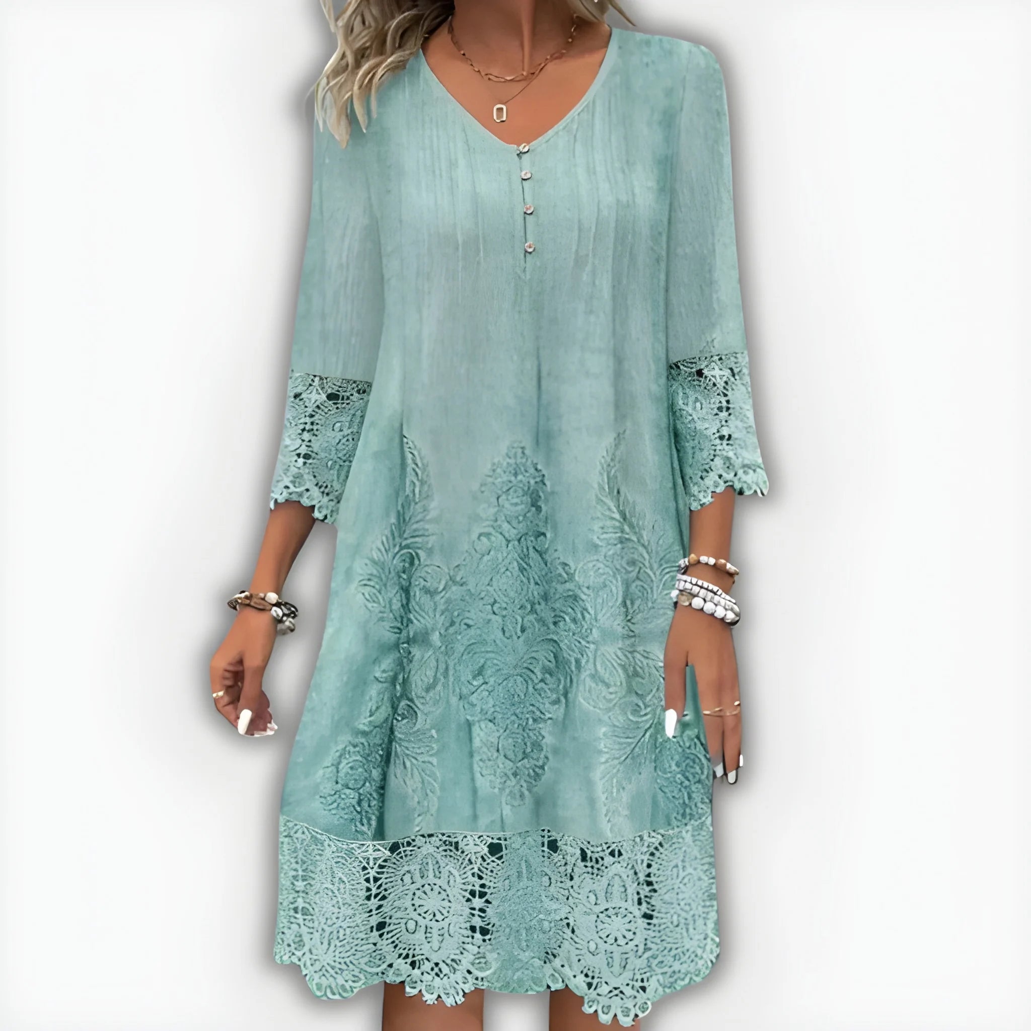 Women's Flowy Elegant Midi Summer Dress with V-Neck