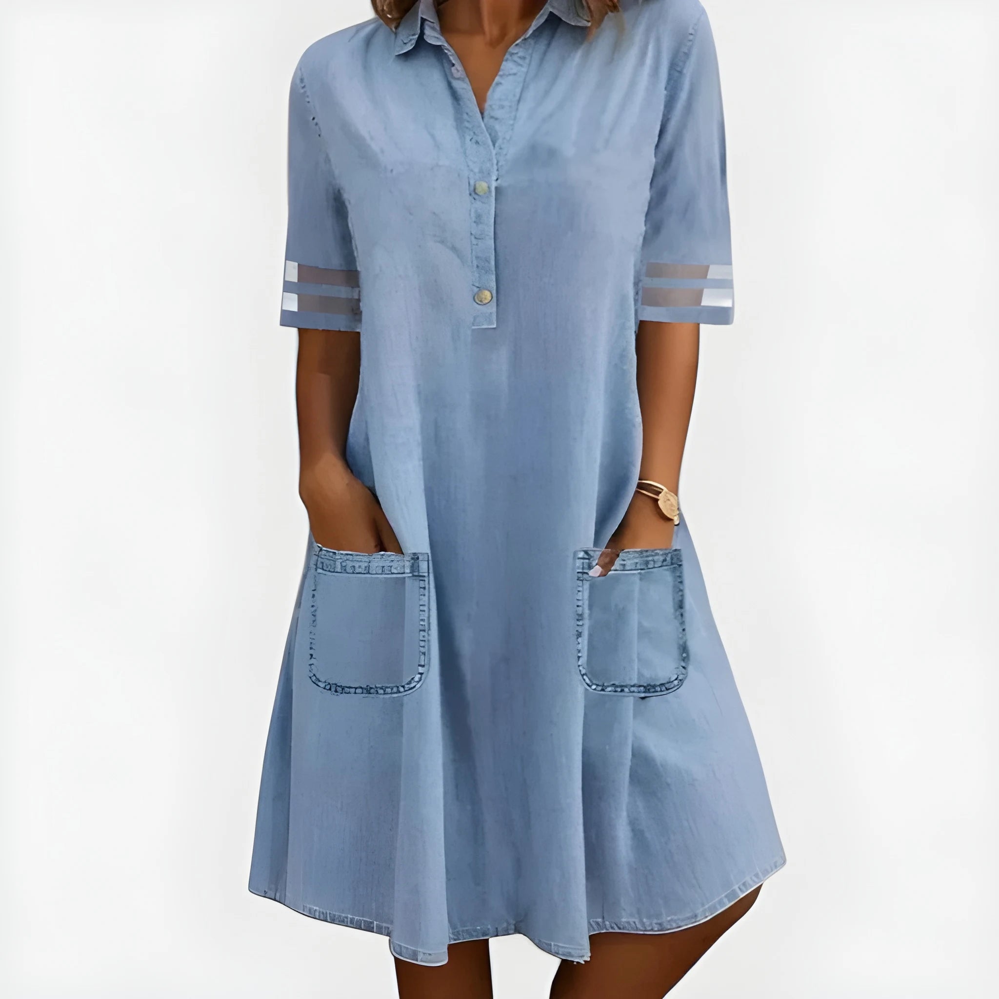 Women's Casual Loose Midi Summer Dress with Button Front