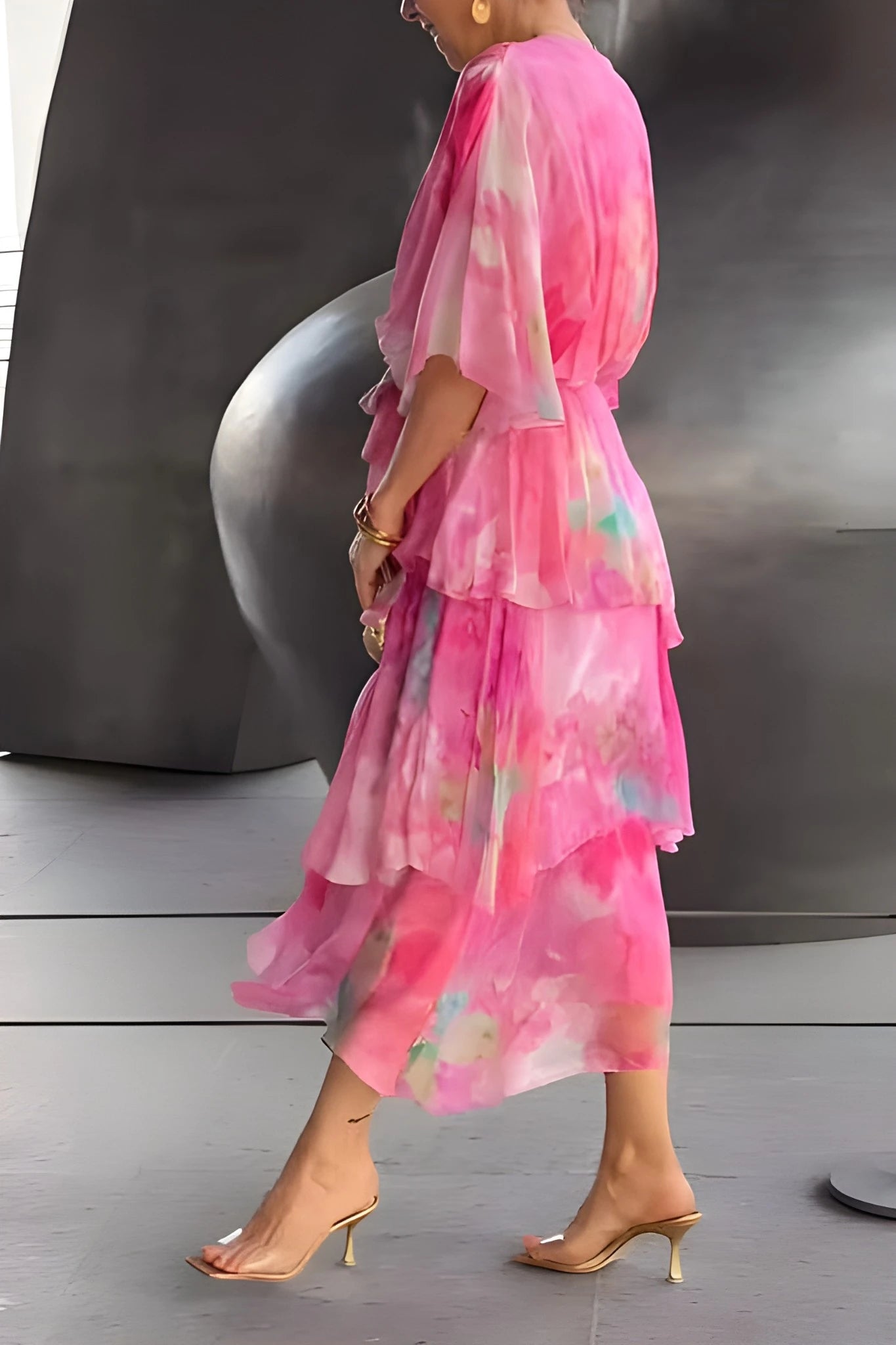 Women's Boho Printed Maxi Summer Dress with Tiered Skirt