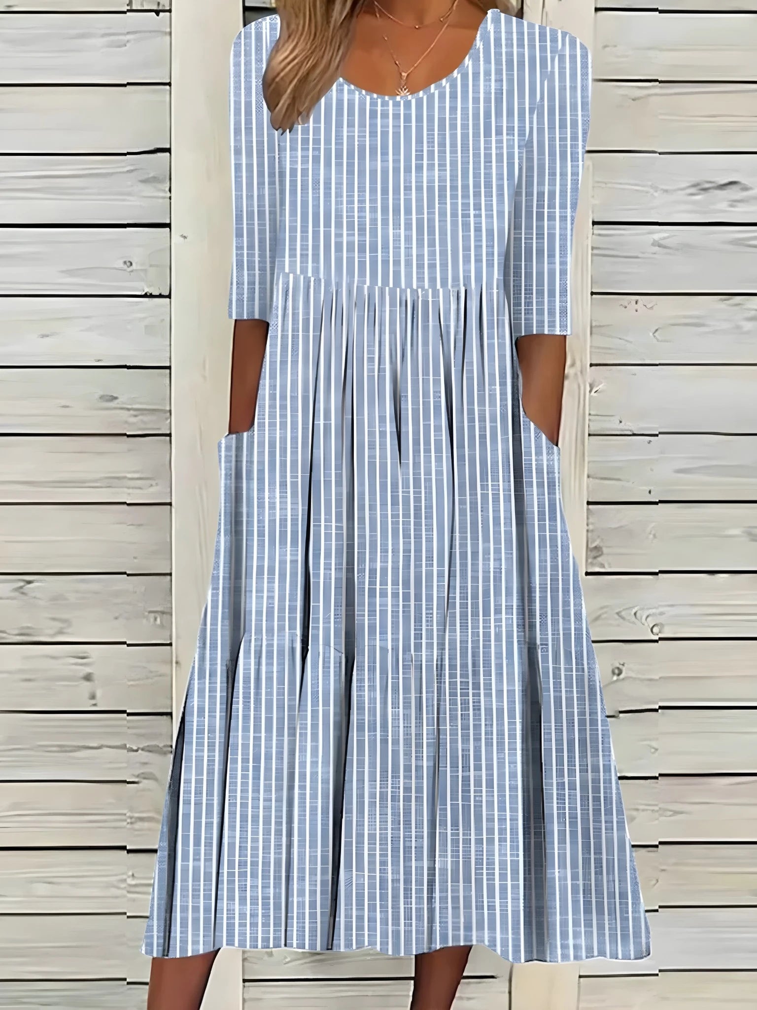 Women's Casual A-Line Midi Summer Dress with Tiered Skirt