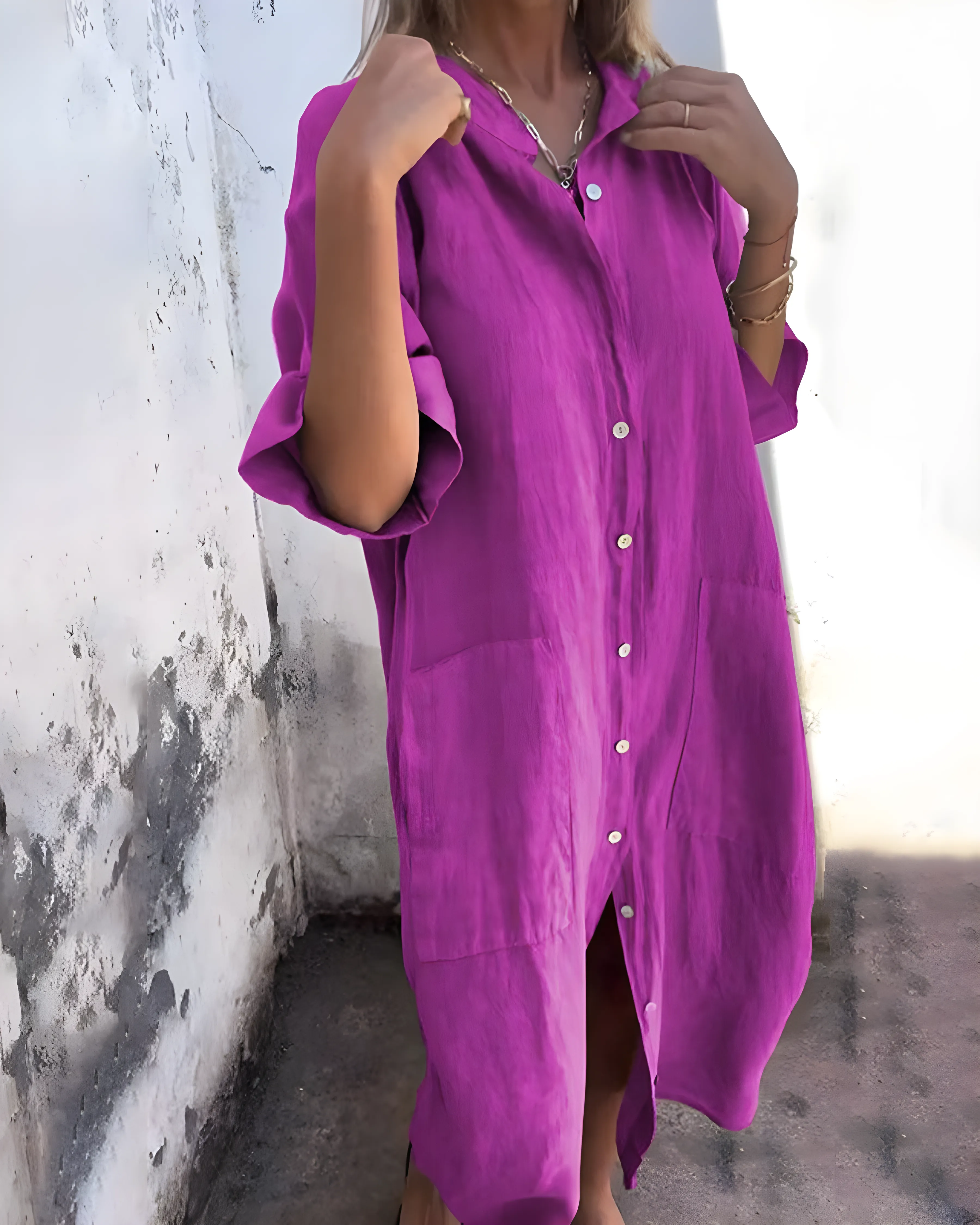 Women's Casual Boho Maxi Summer Dress with Half Sleeve
