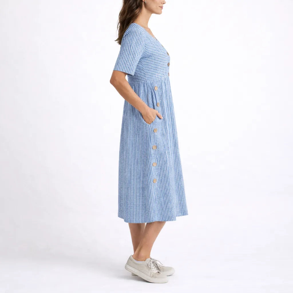 Women's Casual Cute Midi Summer Dress with Short Sleeve