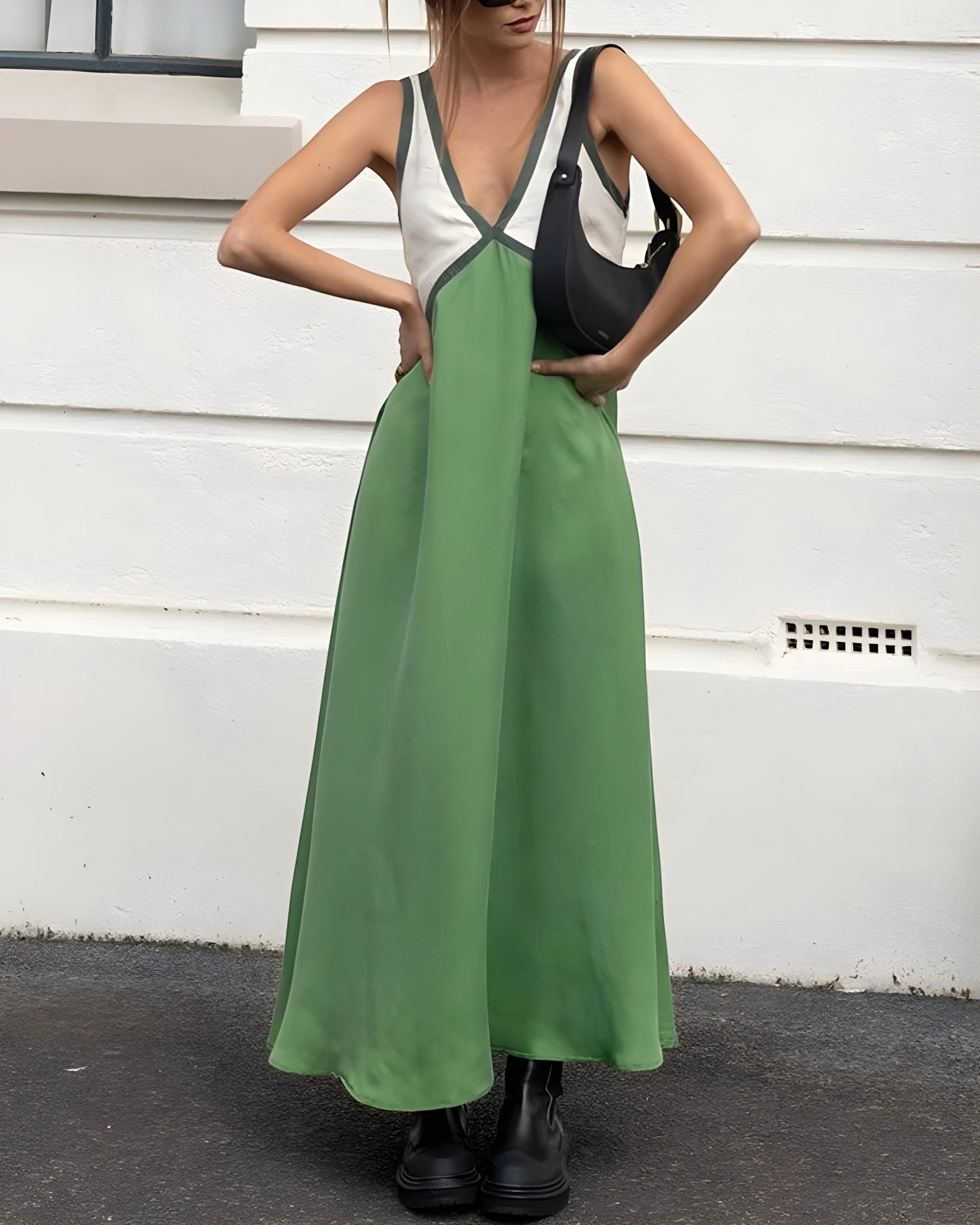 Women's Casual Elegant Maxi Summer Dress with V-Neck