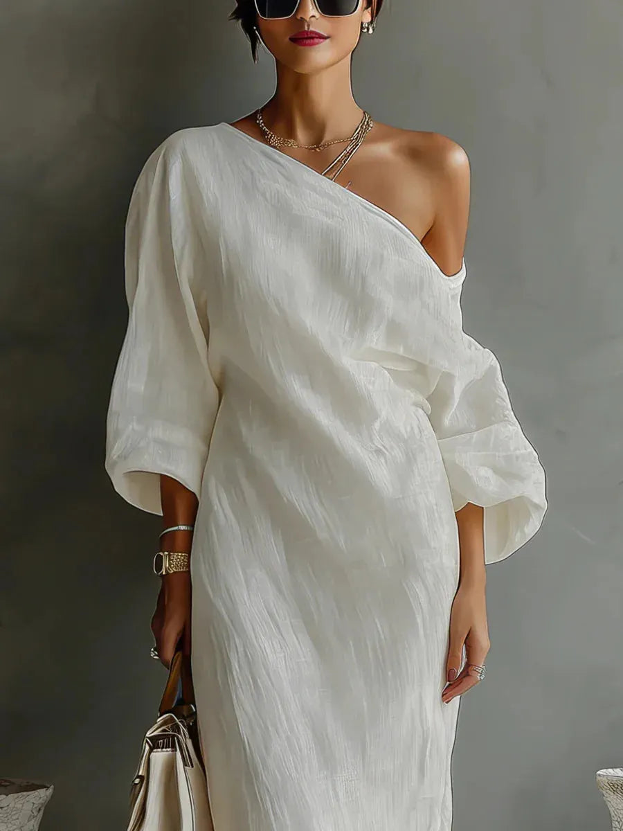 Women's Casual Loose Maxi Summer Dress with One Shoulder