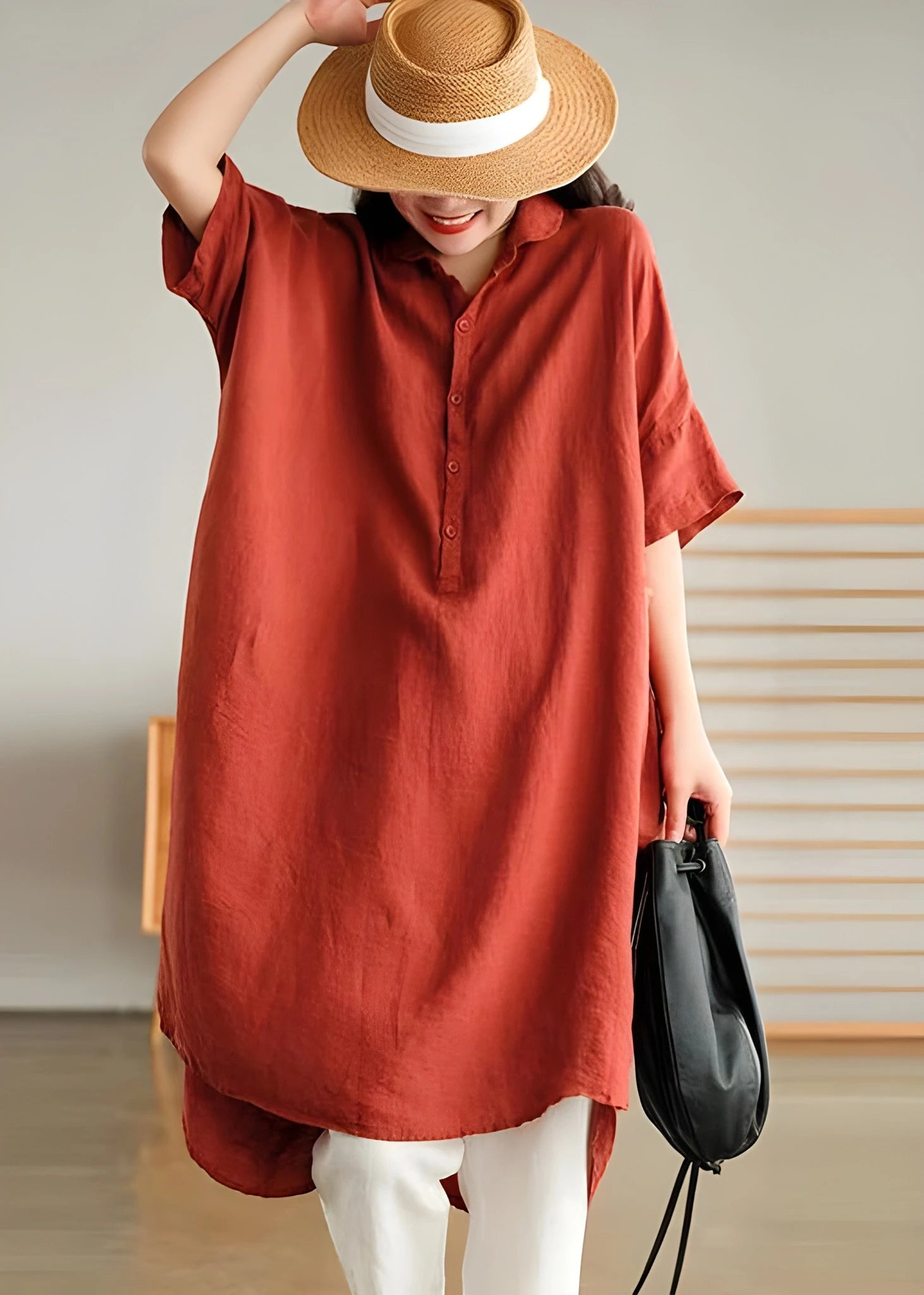 Women's Casual Plus Size Midi Summer Dress with Short Sleeve