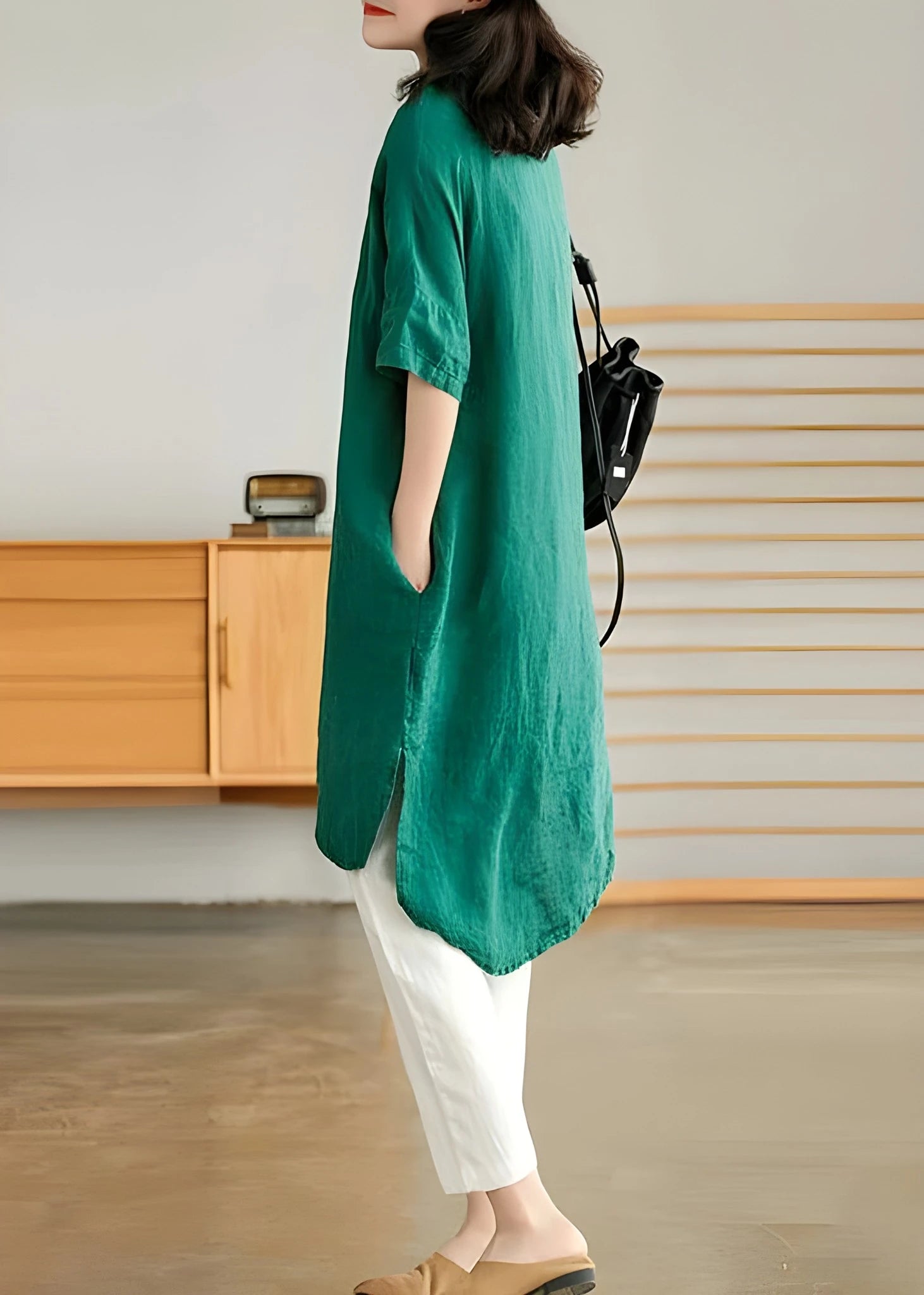 Women's Casual Plus Size Midi Summer Dress with Short Sleeve