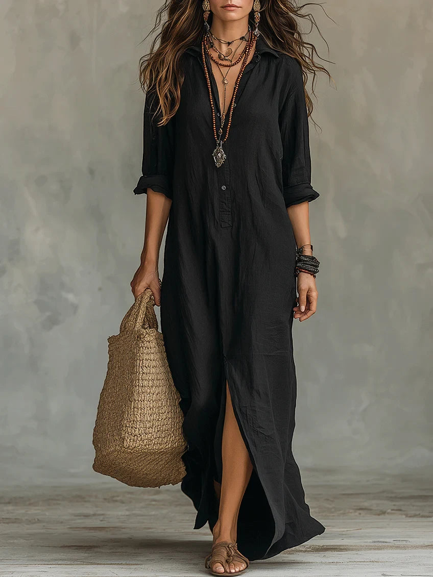 Women's Casual Summer Maxi Dress with Long Sleeves
