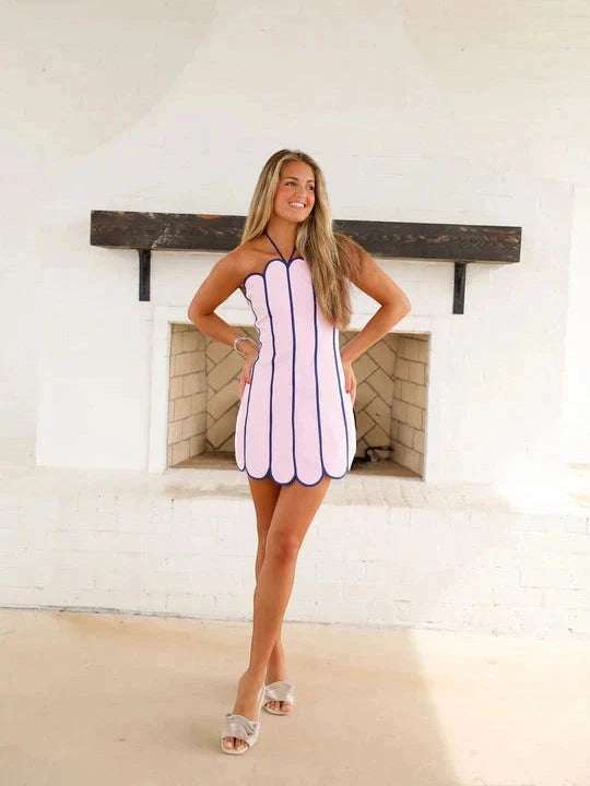 Women's Cute Casual Mini Summer Dress with Halter Neckline