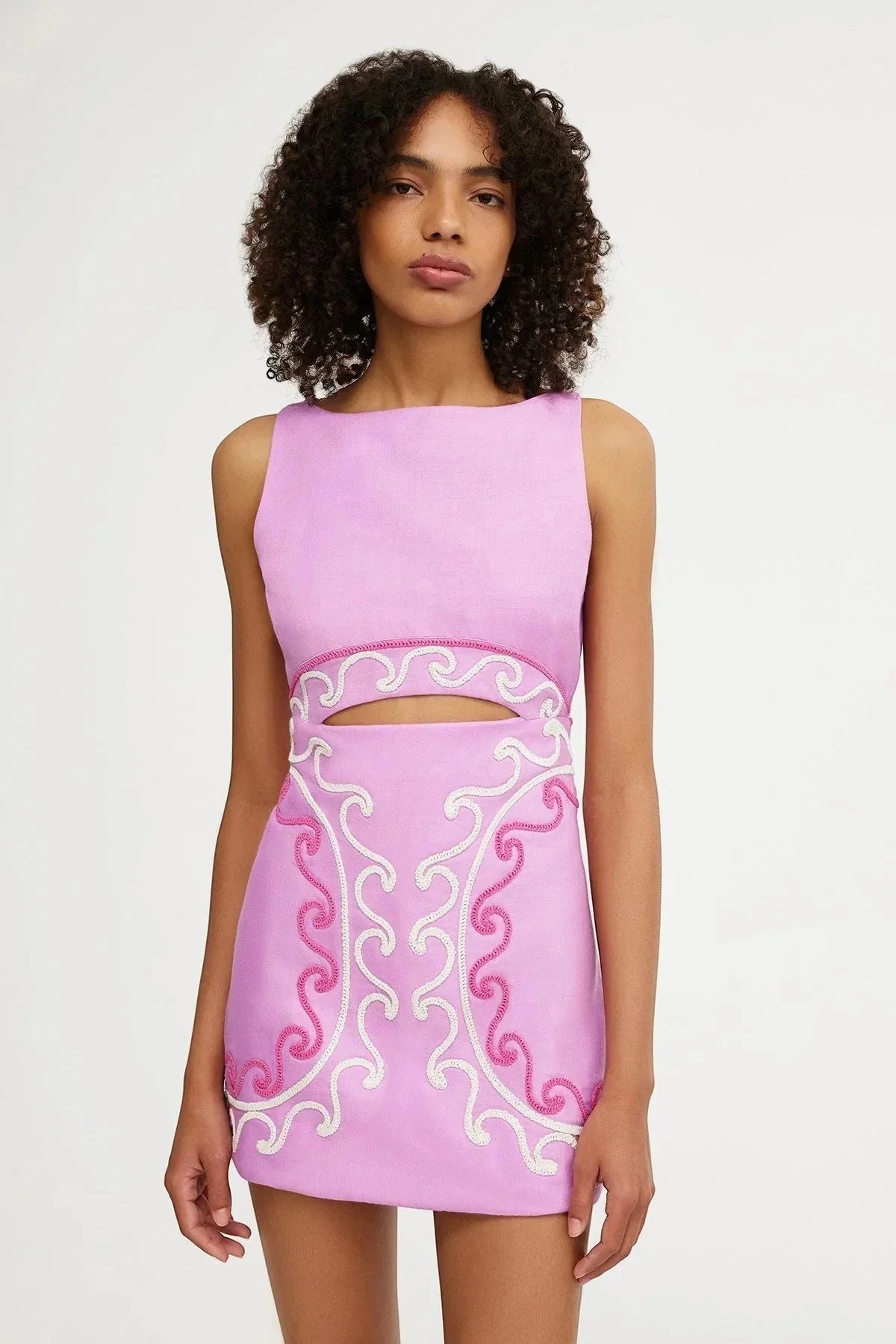 Women's Cute Elegant Mini Summer Dress with Embroidered