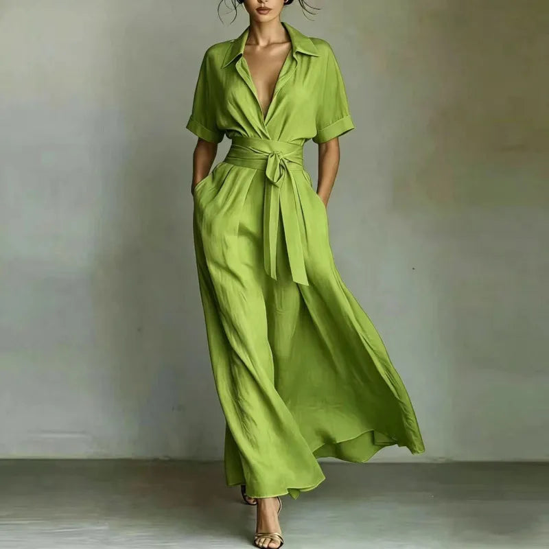 Women's Elegant Casual Maxi Summer Dress with V-Neck
