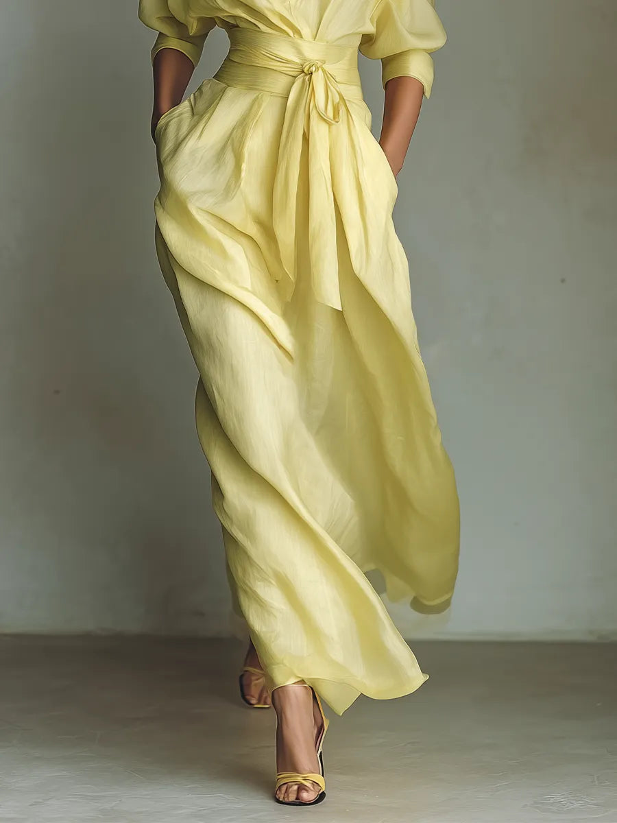 Women's Elegant Casual Maxi Summer Dress with V-Neck