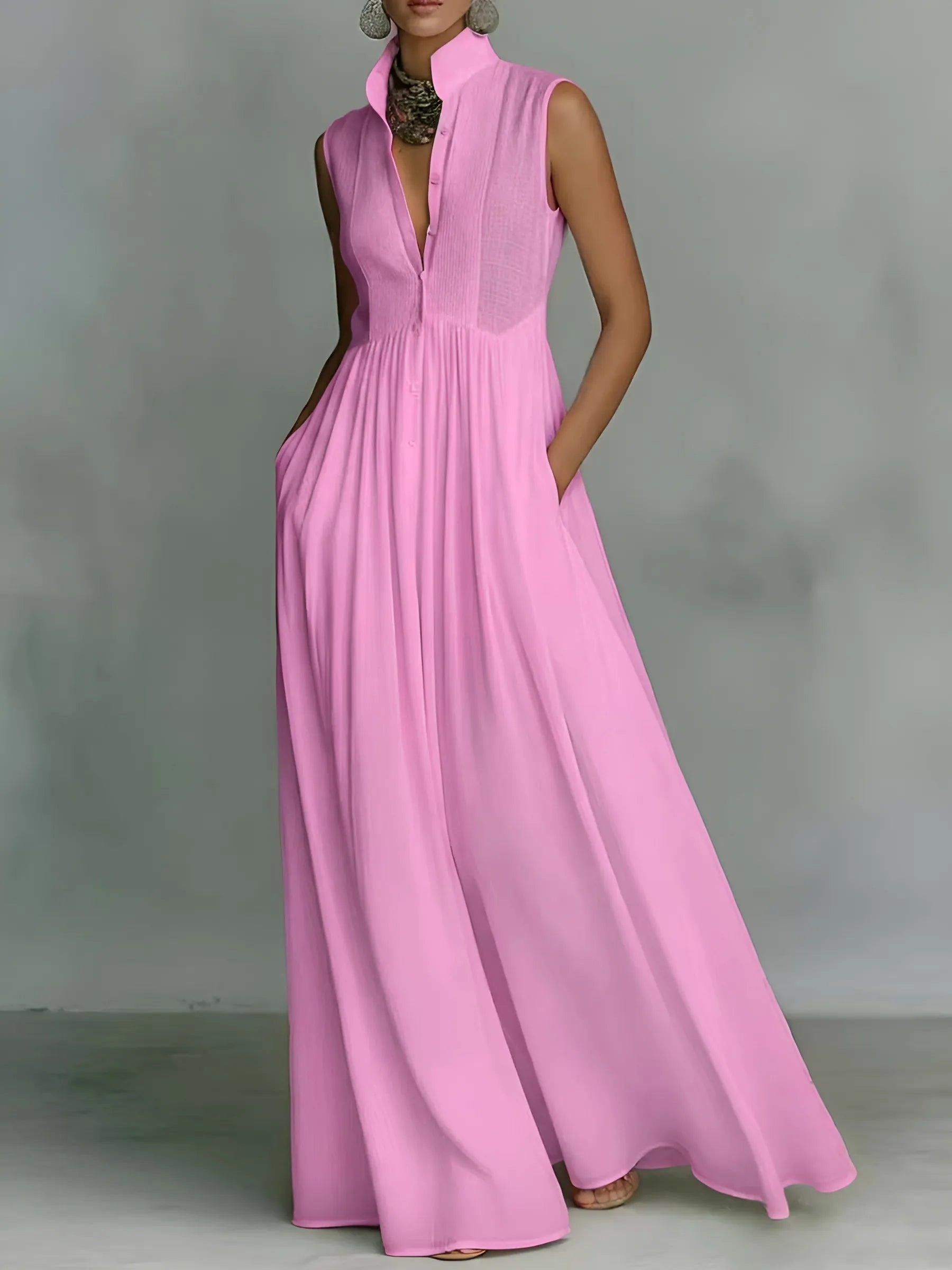 Women's Elegant Flowy Maxi Summer Dress with Sleeveless
