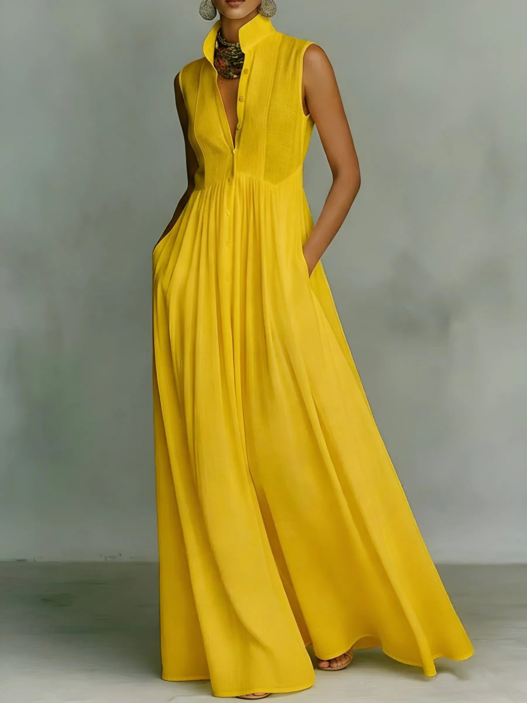 Women's Elegant Flowy Maxi Summer Dress with Sleeveless