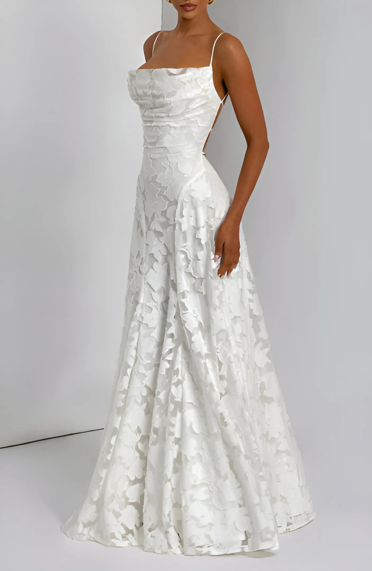 Women's Elegant Formal Maxi Wedding Guest Dress with Open Back