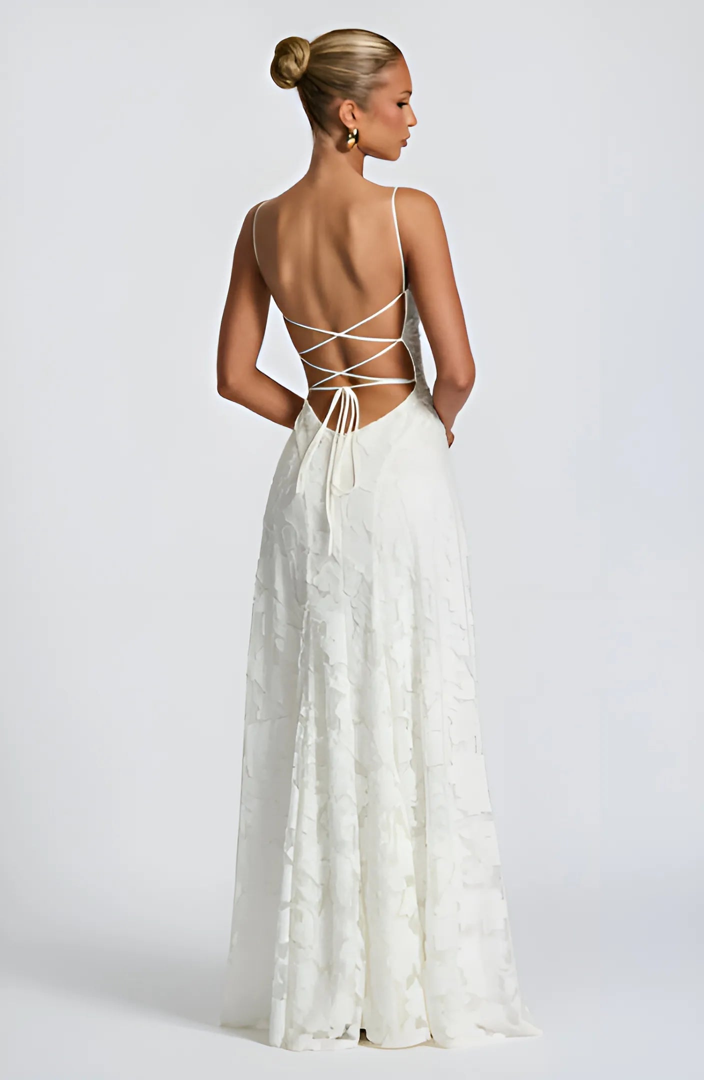 Women's Elegant Formal Maxi Wedding Guest Dress with Open Back