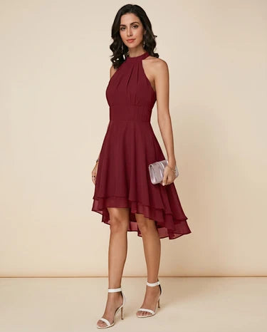 Women's Elegant Formal Midi Summer Dress with Halter Neck
