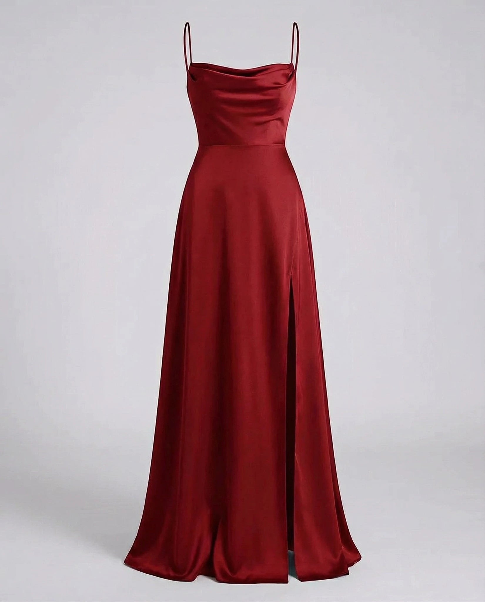 Women's Elegant Maxi Wedding Guest Dress with Cowl Neck and Slit