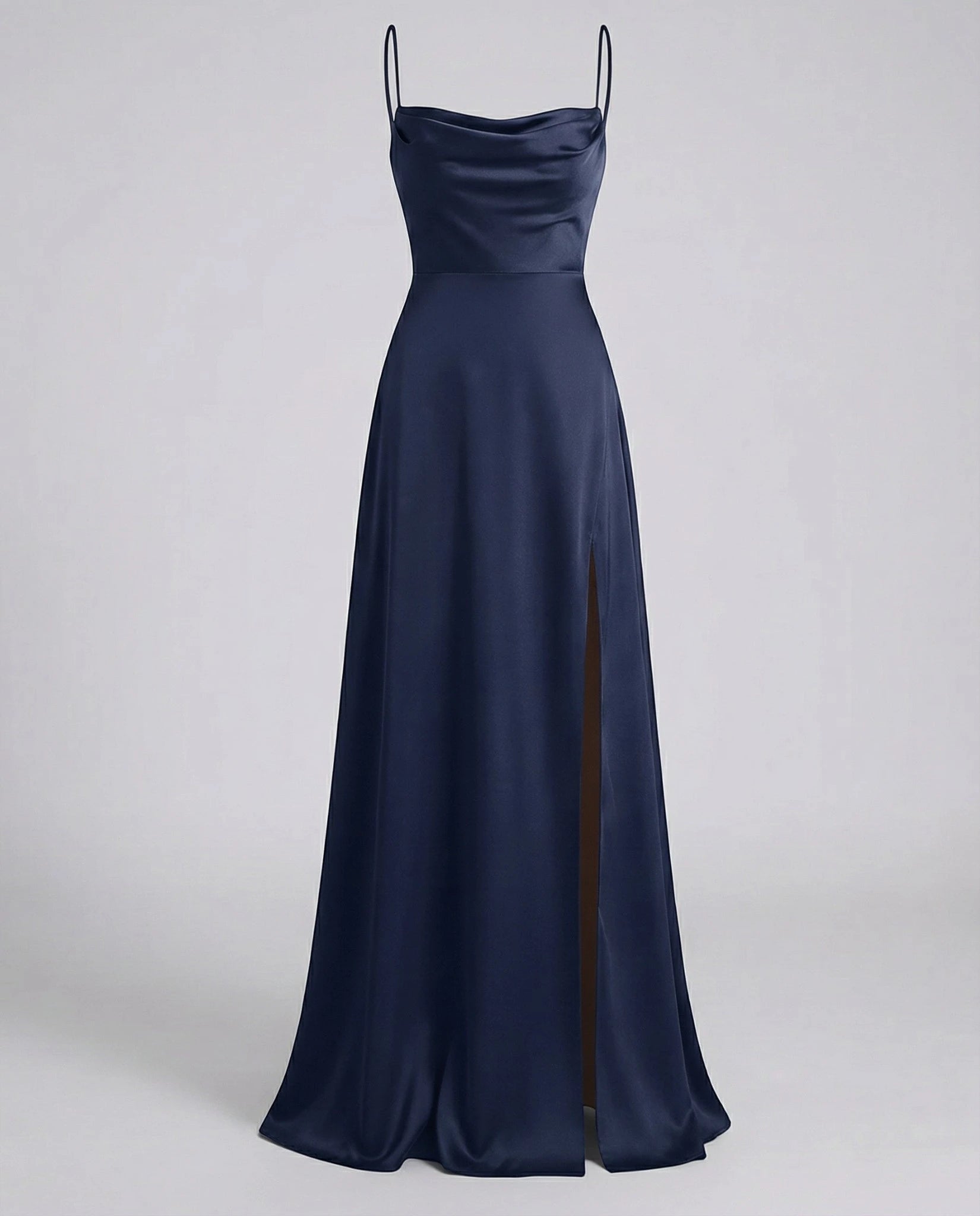 Women's Elegant Maxi Wedding Guest Dress with Cowl Neck and Slit