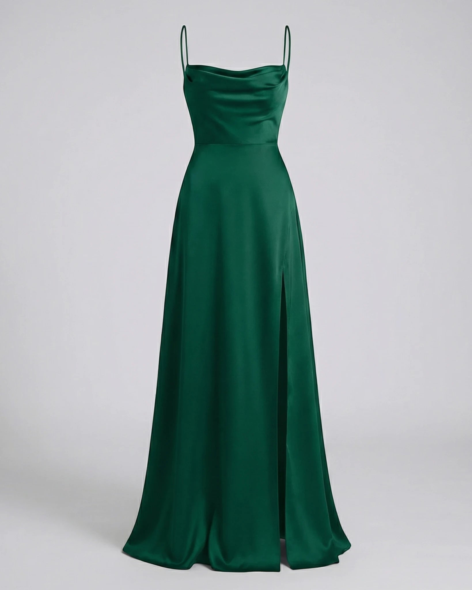 Women's Elegant Maxi Wedding Guest Dress with Cowl Neck and Slit