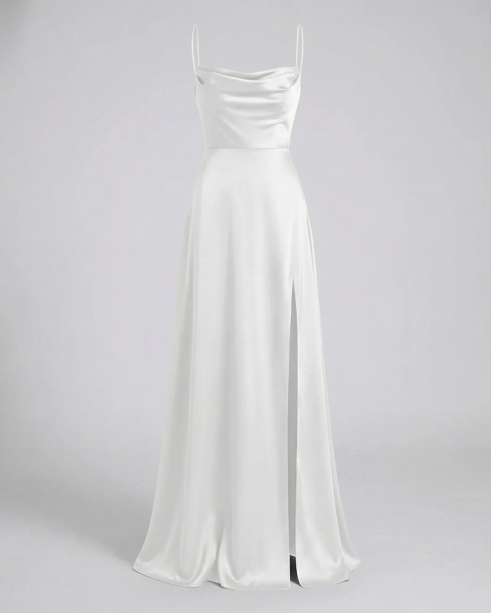 Women's Elegant Maxi Wedding Guest Dress with Cowl Neck and Slit